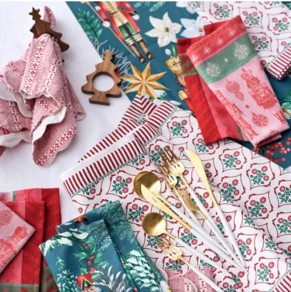 3 Sur La Table Nutcracker Napkins - Red and Blue, 3 Sets Of 4